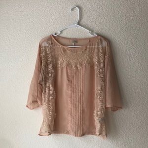 Lauren Conrad Sheer Peach Blouse